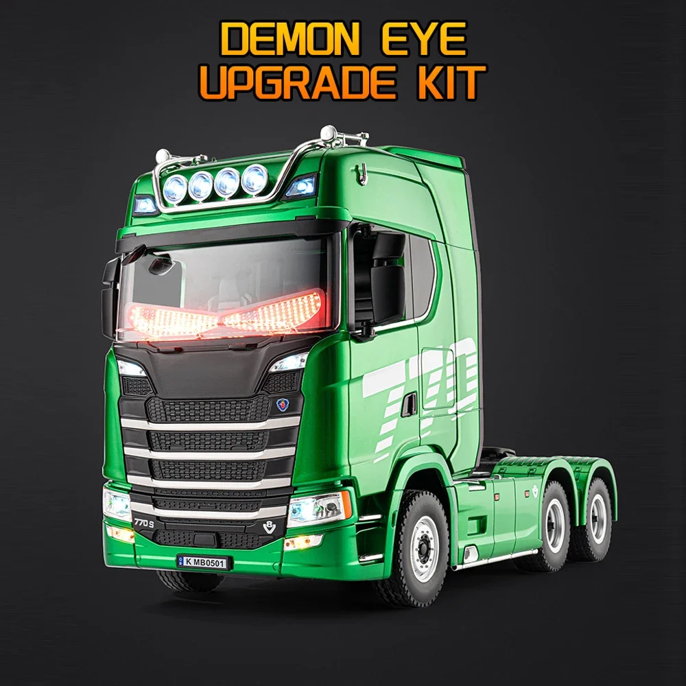 Upgraded accessory Devil's Eye compatible with Huina 1501 green Scania 770S remote control truck transport trailer toy 1/18
