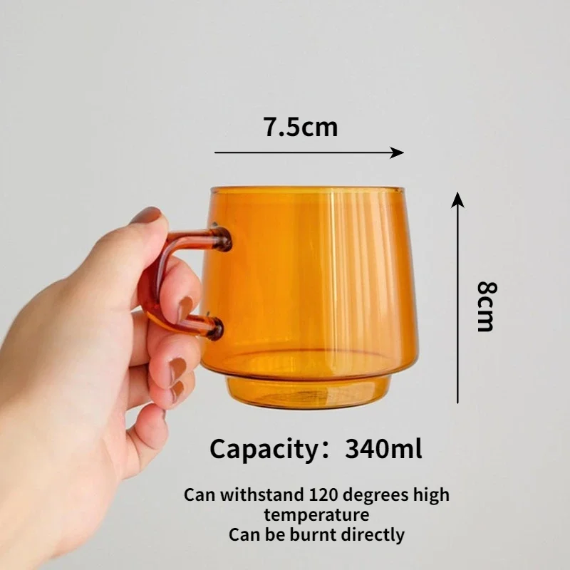 Modern Ins Nordic Coffee Cup Latte Colored Glass Vintage Water Tea Milk Glass Cup Transparent Heat-resistant Wedding Glass Mug