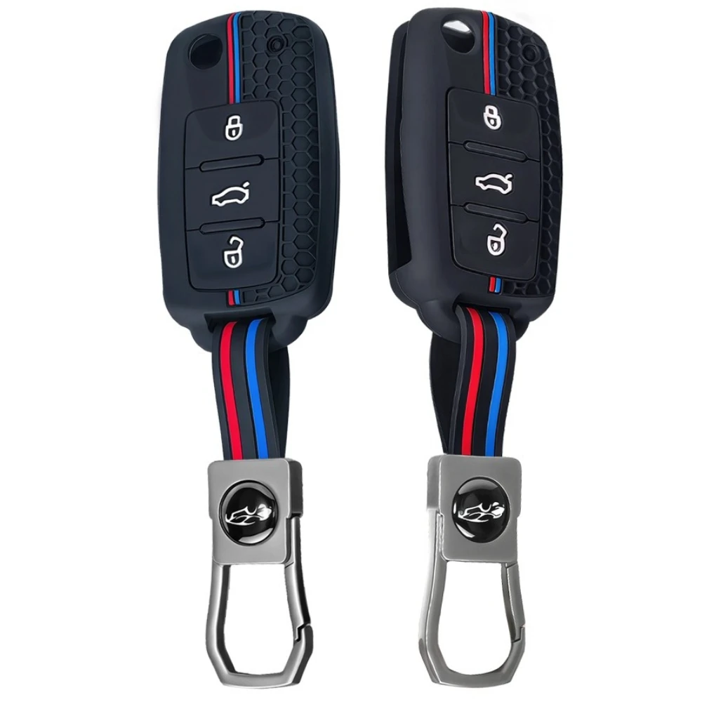 

Чехол-держатель для 3-кнопочного автомобильного ключа-брелока для Volkswagen Golf MK6, Polo, Beetle, Tiguan, Touran, Passat, Caddy, Jetta, Eos, Skoda, Seat