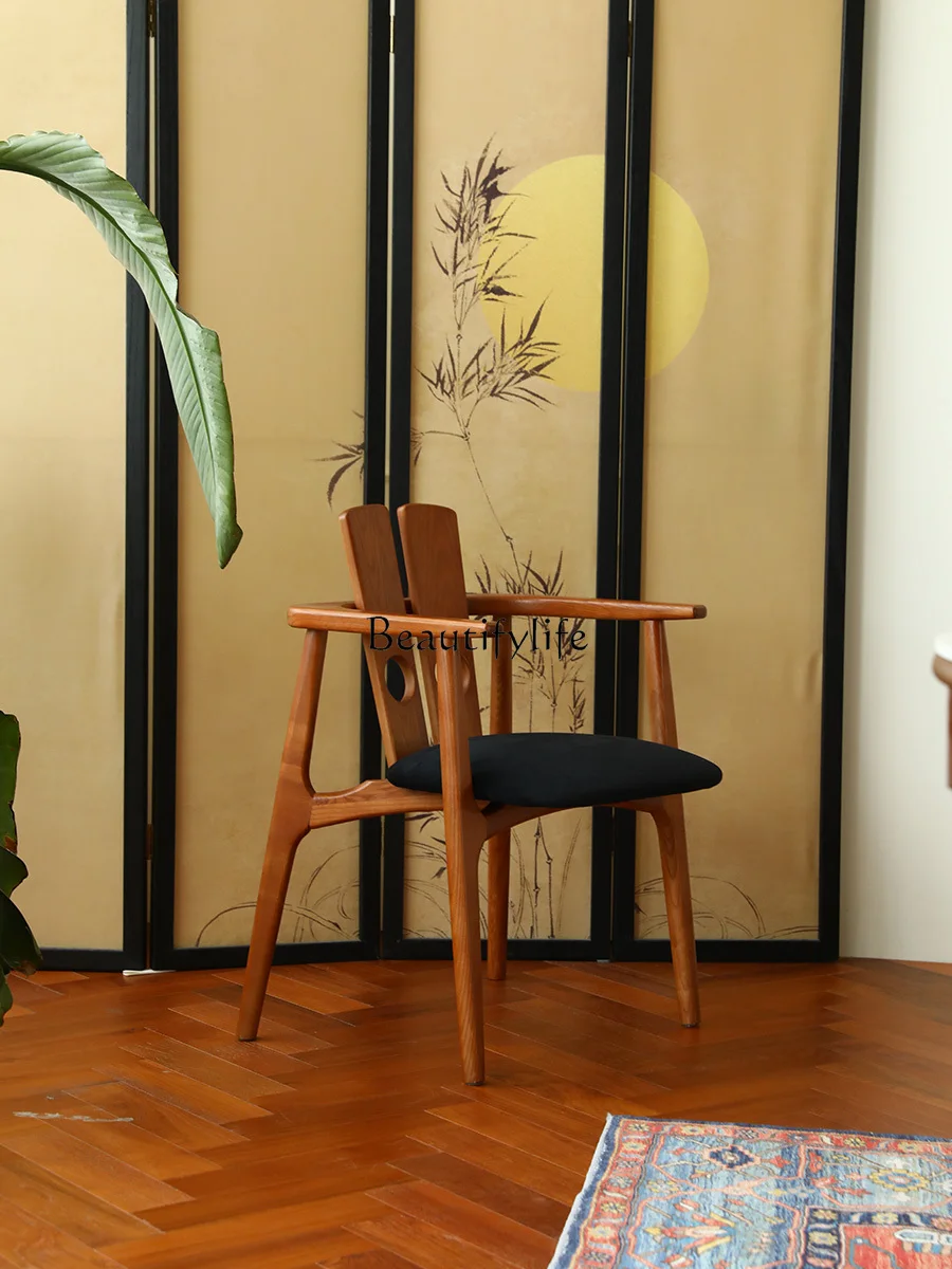 

Retro French Desk Chair Solid Wood Dining Table and Chair