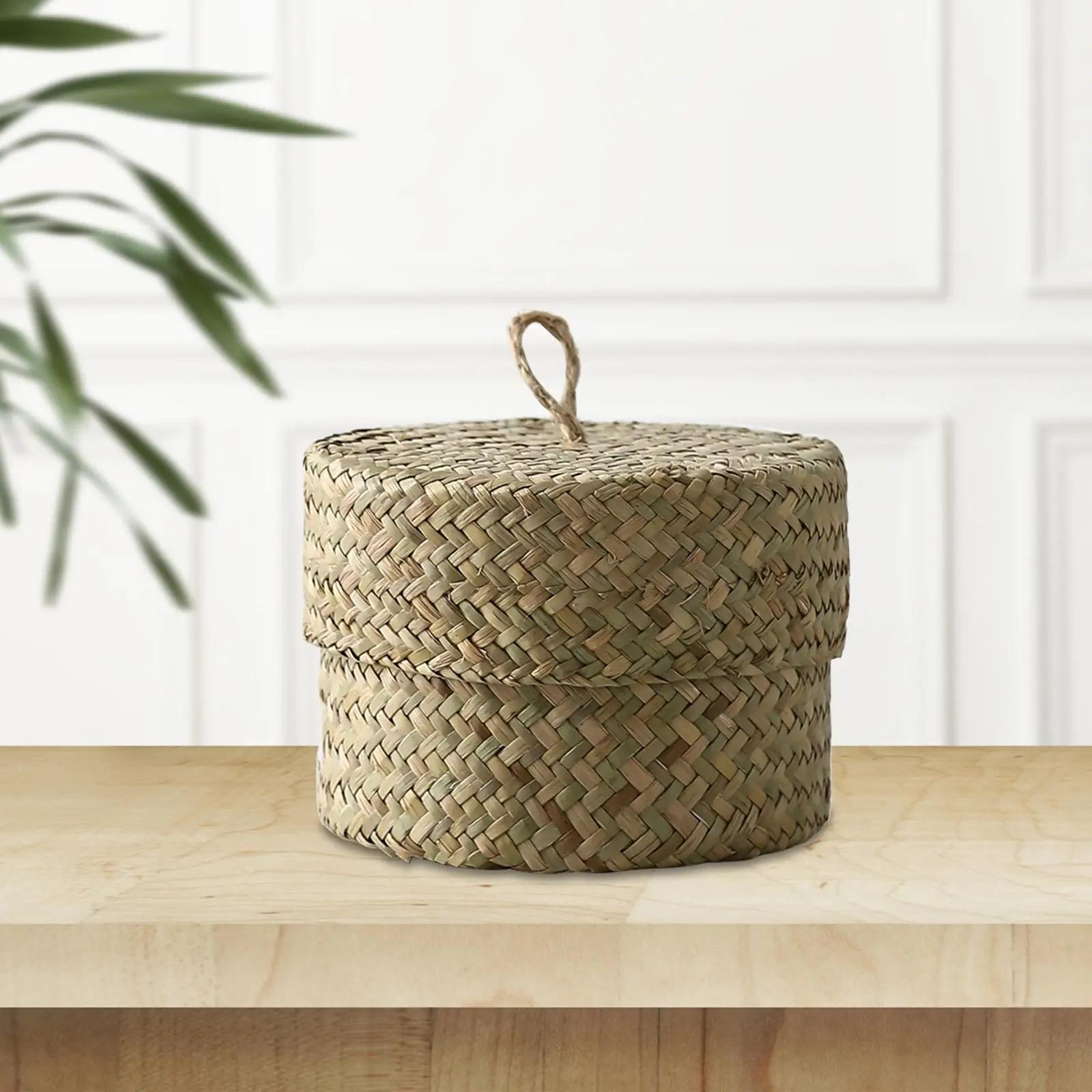 Seagrass Storage Basket Seagrass Organizer Handmade Finishing Box Household Candy Box for Makeup Office Wedding Wardrobe Desktop