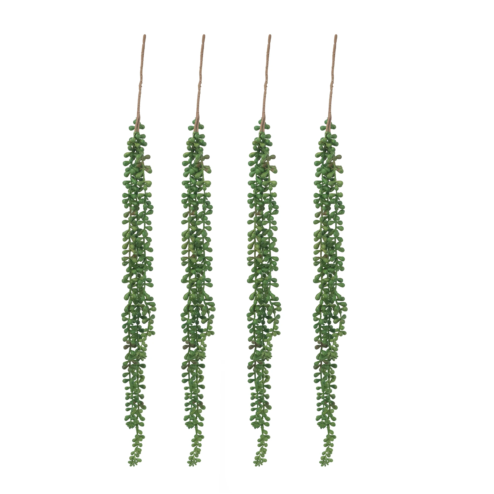 

4-Pack Faux Bead Grass Stems, 27.2 Inch Artificial Hanging Succulent, Dark Green No-Maintenance Greenery Decor for Home & Office