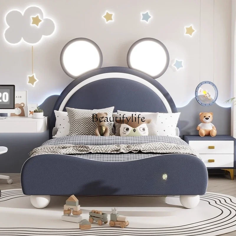 

LXCartoon bed simple 1.5 meters solid wood single bed parent-child hotel themeSSS