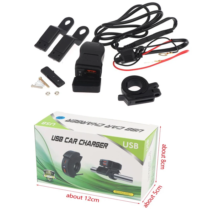 12V-24V QCPD Motorcycle USB Charger Digital Voltage Display Waterproof Fast Charging Adapter With Switch For Motorbike E Bike