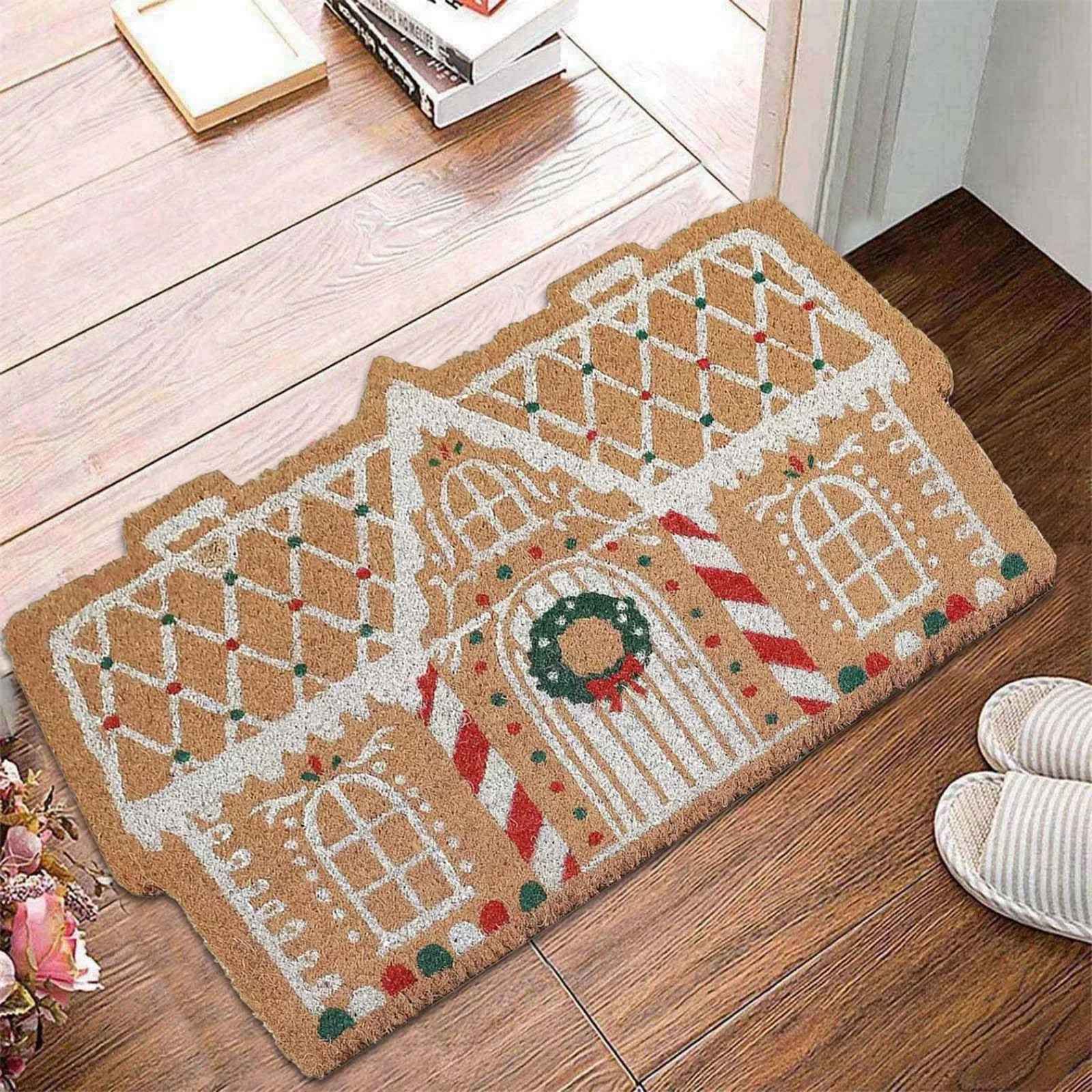 New Christmas Imitation Cashmere Floor Mat Snowflake Santa Claus Entrance Door Bathroom Floor Carpets Winter Holiday Welcome Rug