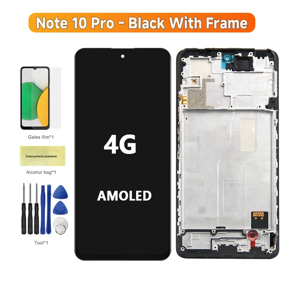 Tested AMOLED For Xiaomi Redmi Note 10 pro 4G LCD Display Screen Digitizer Assembly For Redmi Note 10 pro 5G LCD