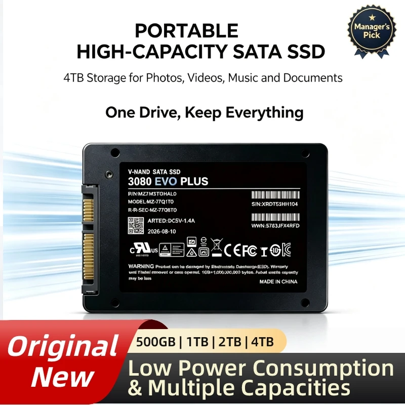 3080 EVO Plus 2.5-Inch SATA 3 SSD, Inside Solid State Disk, 2TB/1TB/4TB/500GB, Hard Disk, Notebook, Laptop. Pro Max.