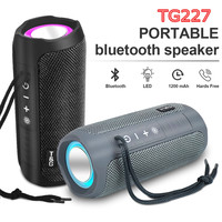 TG227 Portable Bluetooth Speaker Wireless Dual Bass LED Light Subwoofer Outdoor Waterproof Column Boombox FM Stereo Music Player