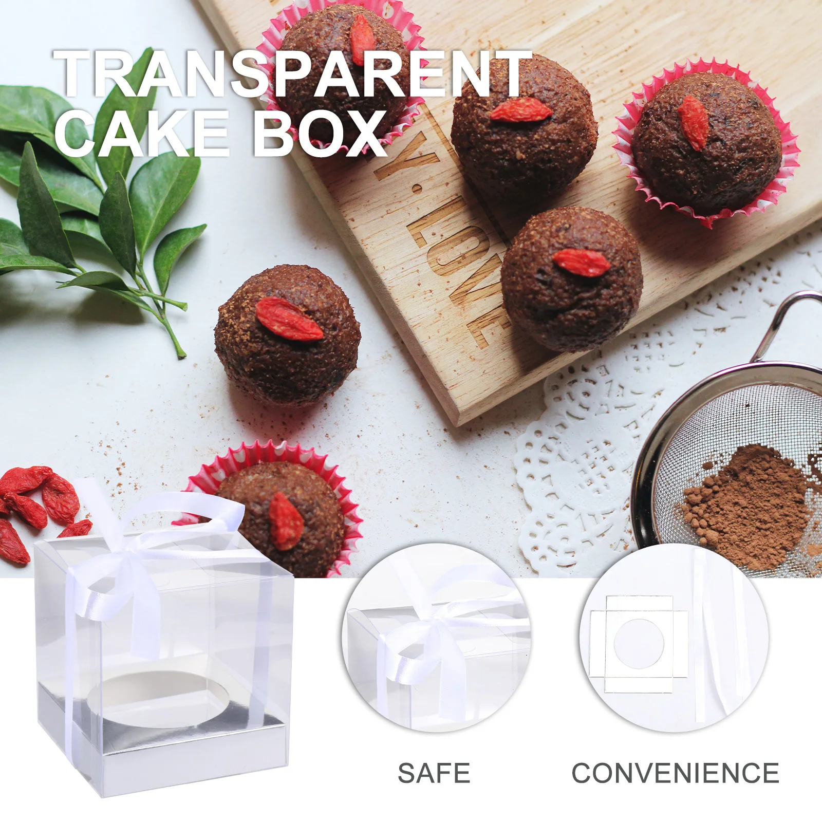 

12Pcs Clear Window Cake Boxes Premium PVC Material Easy Assemble Durable Cake Packaging Boxes for Bakery Cupcakes Muffins
