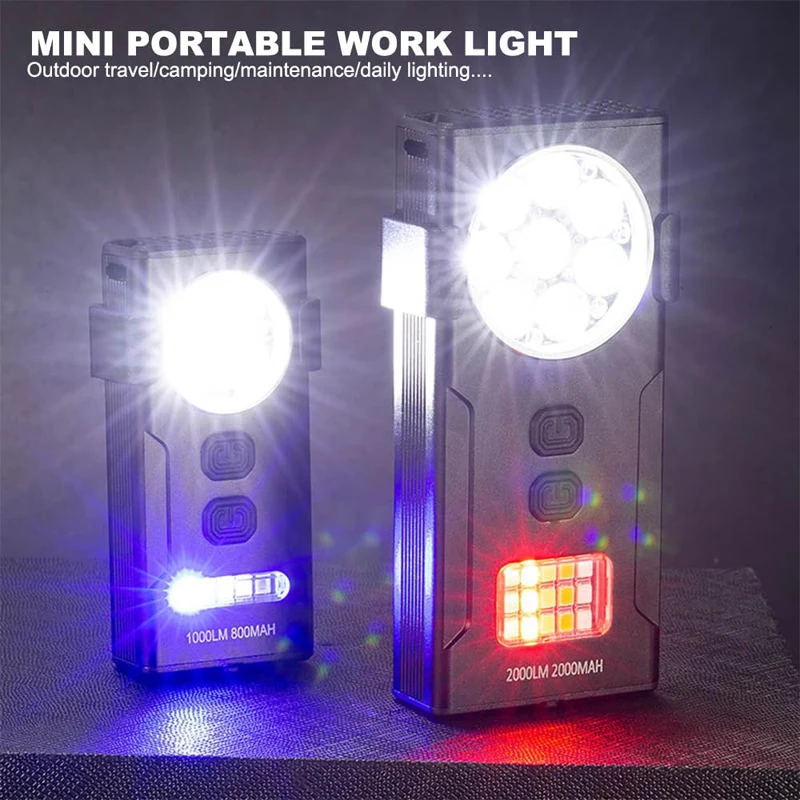 ضوء عمل مغناطيسي قابل لإعادة الشحن، 2000 لومن EDC مصباح جيب مسطح نحيف لإصلاح السيارات والسفر والمشي لمسافات طويلة والتخييم في حالات الطوارئ #2