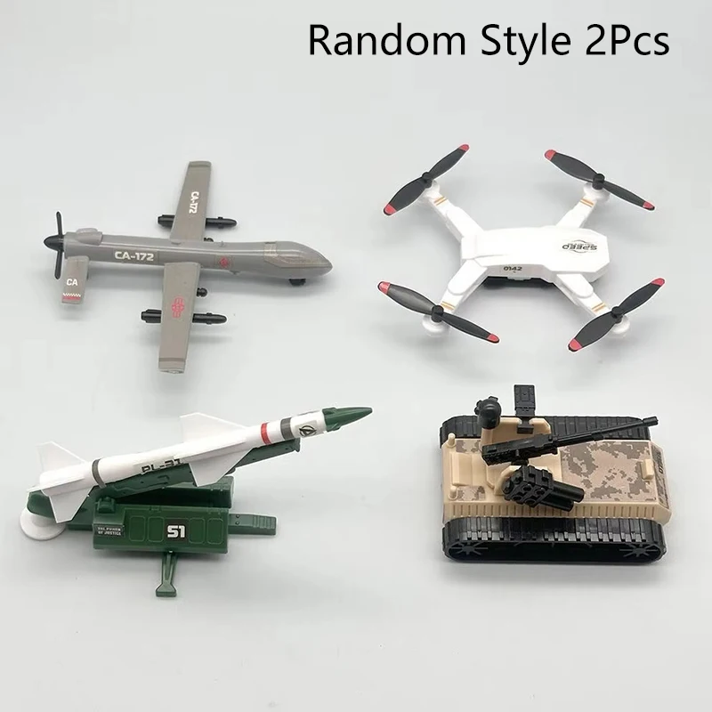 2 個の新しい組み立てモデルデジタル軍隊組立モデル戦車ロケット無人偵察航空機おもちゃモデル装飾品