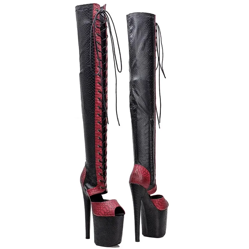 New 20CM/8inches PU Upper Modern Sexy Nightclub Pole Dance Shoes High Heel Platform Women's Over-the-Knee Boots 336