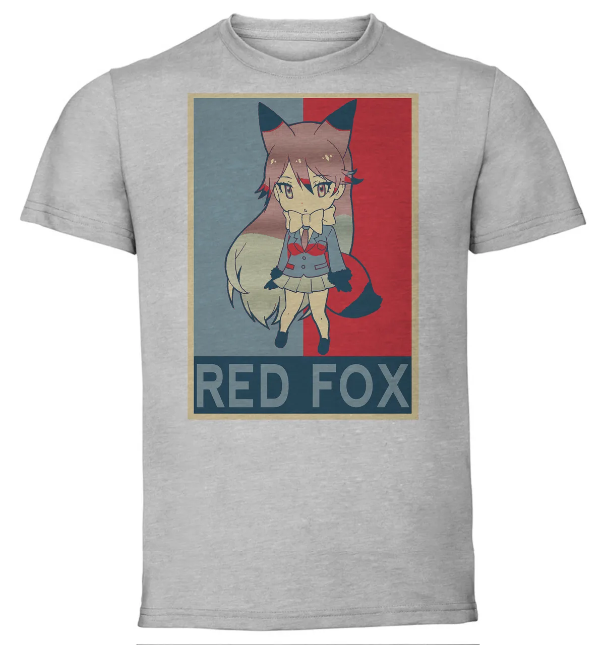 T-Shirt Unisex Grey Propaganda Kemono Friends Red Fox