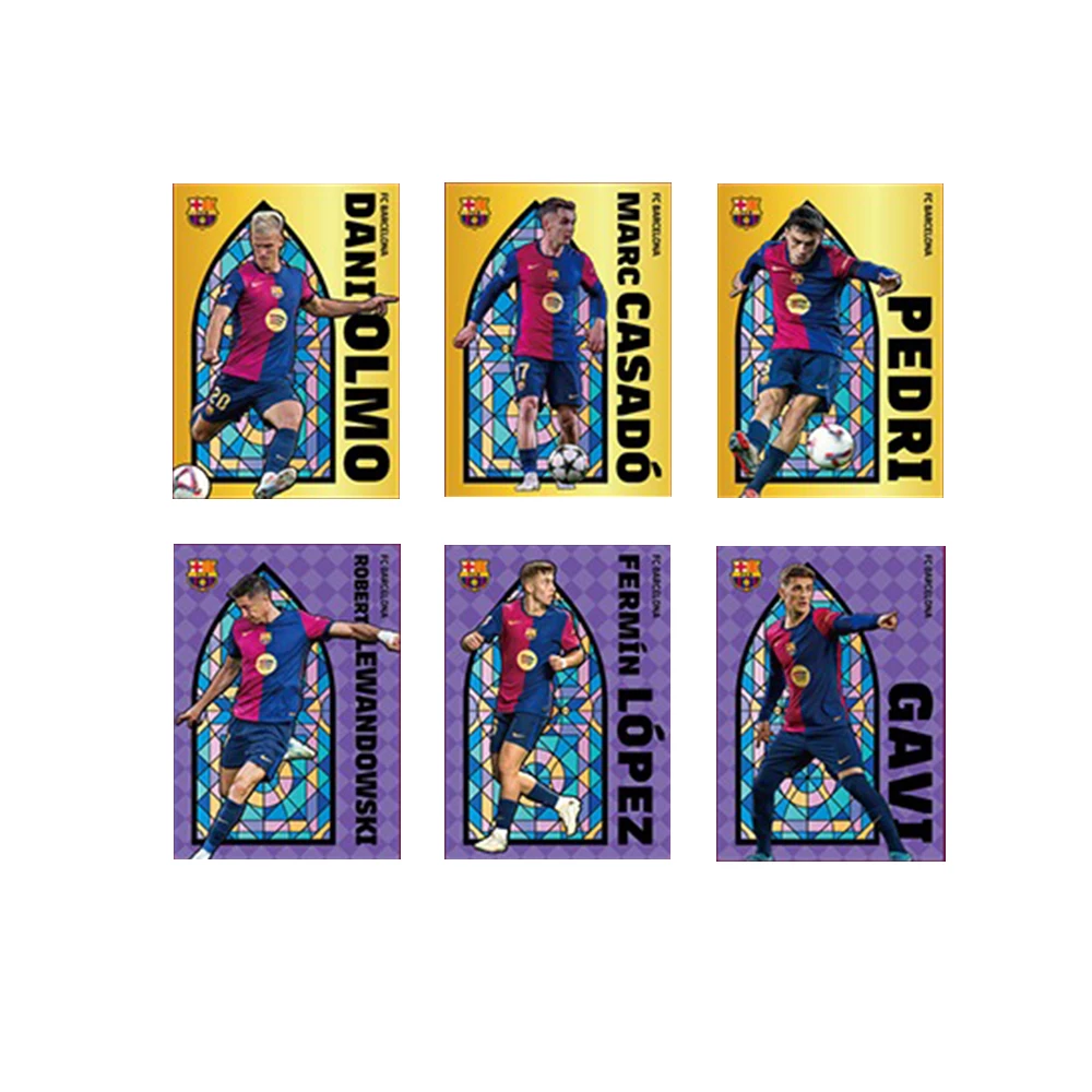 PANINI 24 шт./кор. Барселона Ювентус PEDRI LAMINE YAMAL Радужный лазерный материал для подписи Коллекционная открытка Праздничный подарок для мальчика