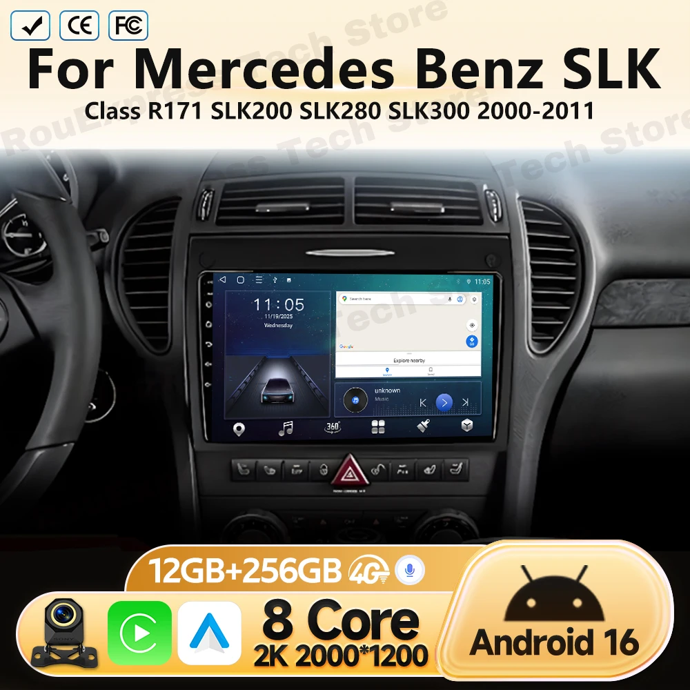 Android For Mercedes Benz SLK Class R171 SLK200 SLK280 SLK300 2000 2001-2011 Car Radio GPS Navigation Multimedia Video Player 4G