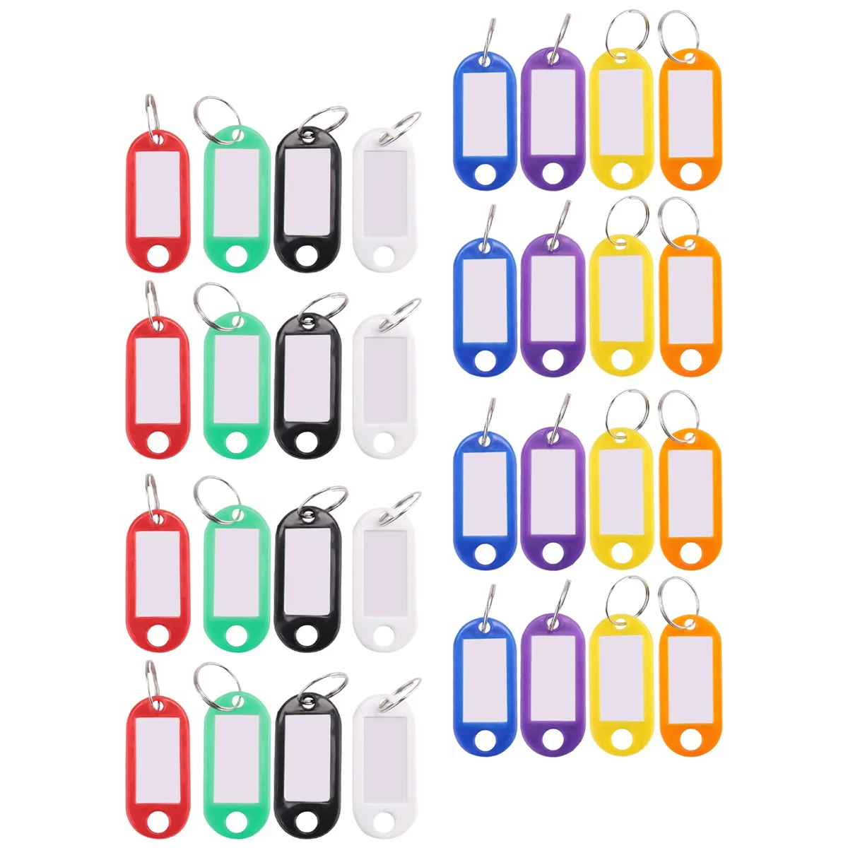 

32x Multi-colors Plastic Key Fob ID Tags Luggage ID Labels with Split Ring Keyring