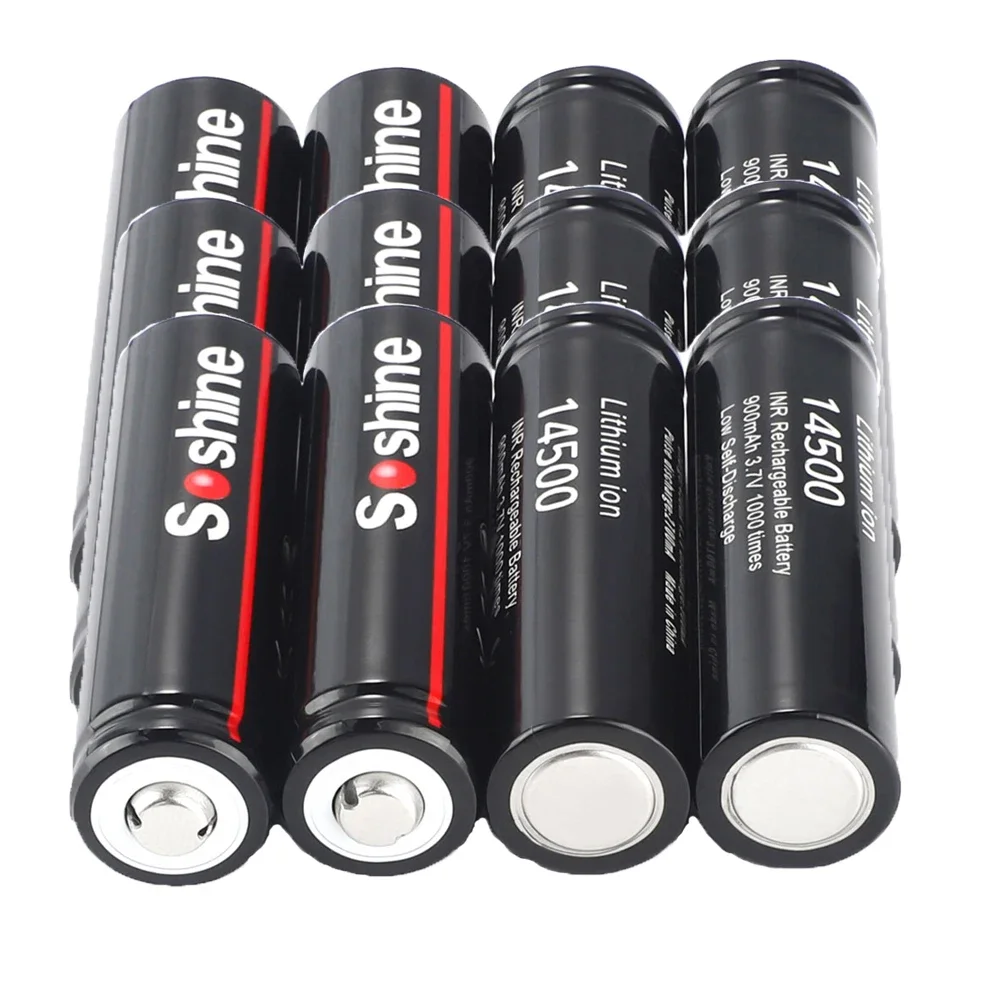 Soshine 14500 900mAh akumulator litowo-jonowy 3.7V AA 900mAh akumulatory litowe 1000 razy do kalkulatora latarki