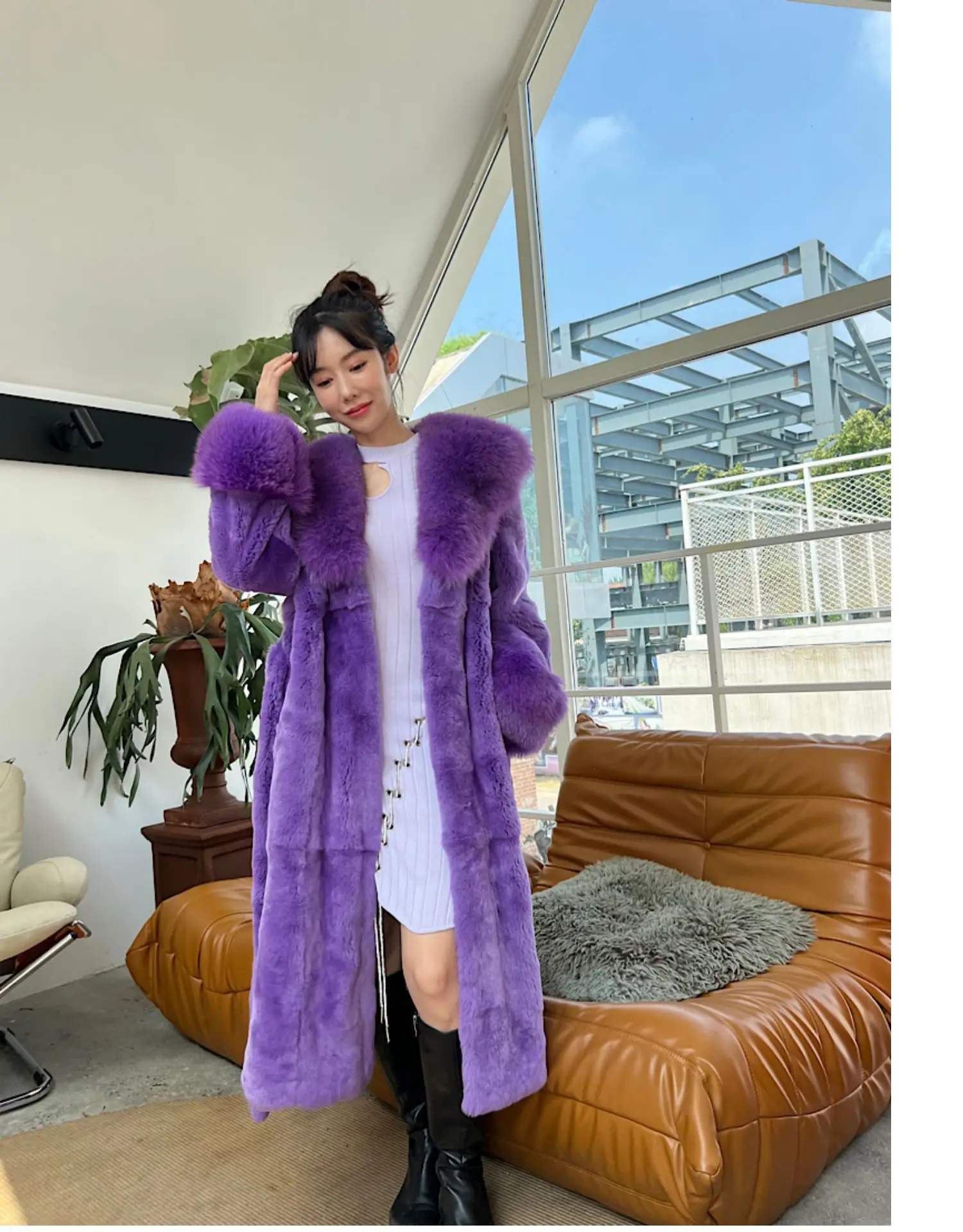 Women's Parker Winter Fur Warm Large Size Solid Color Fur & Faux Fur Women New Casual Long Sleeve Temperament Women Fur Coat Y72