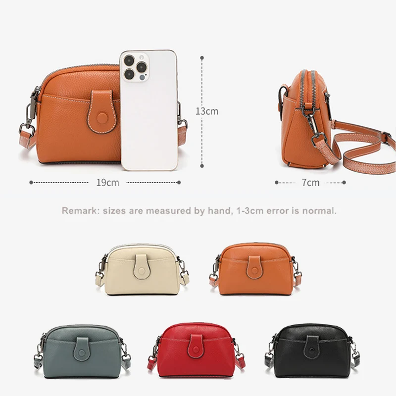 Women Genuine Leather Small Shoulder Bag 2022 New Fashion First Layer Cowhide Mobile Phone Bag Female Mini Messenger for Girls