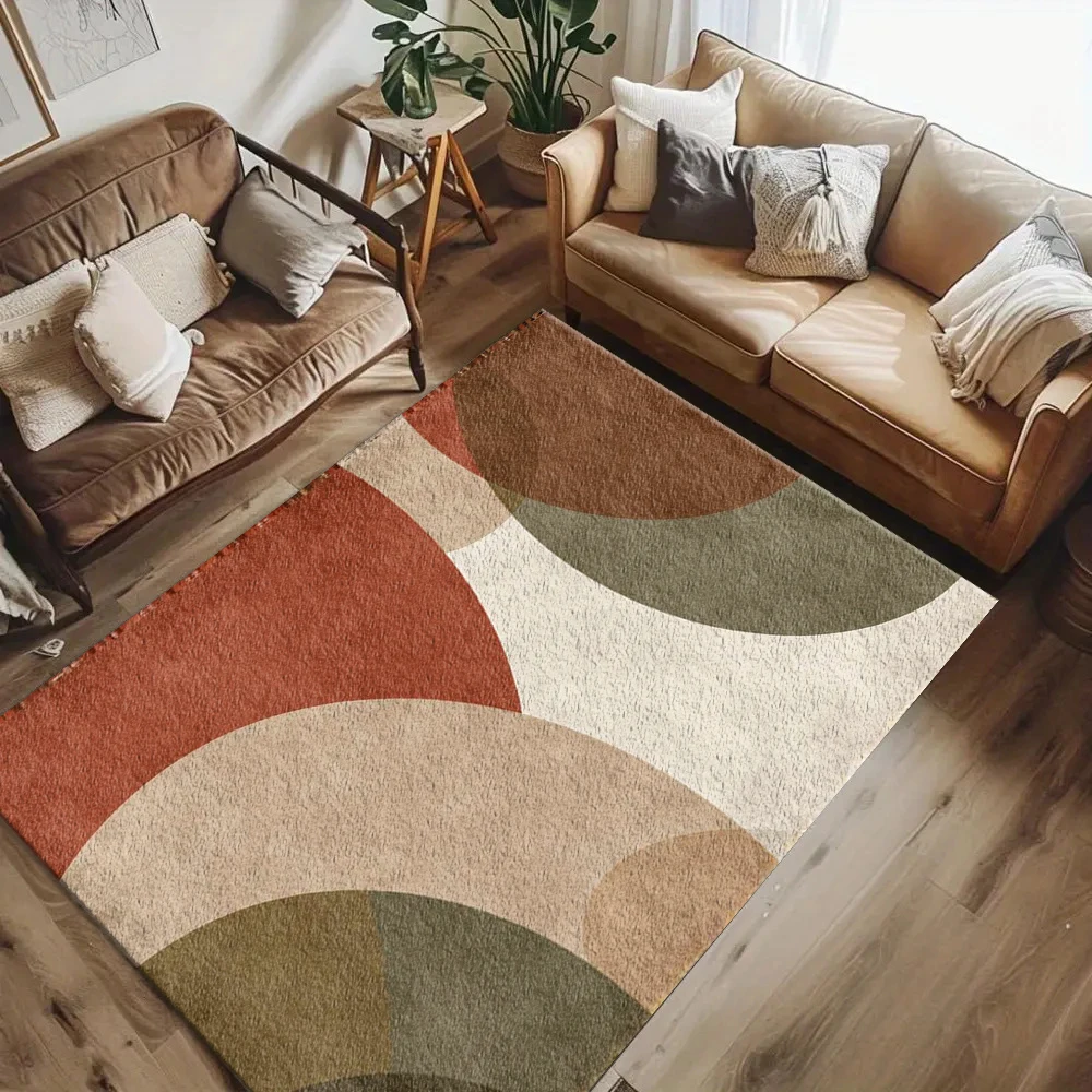 Boho Mid Century Abstract Curv - Printed Rug Abstract 评论和价格