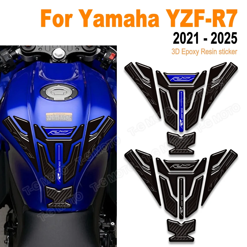 

New YZFR7 Motorcycle Accessories Tank Cap Decals Tank Pad Protector Stickers Gas Knee Grip For Ya ma ha YZF-R7 YZF R7 2021-2025