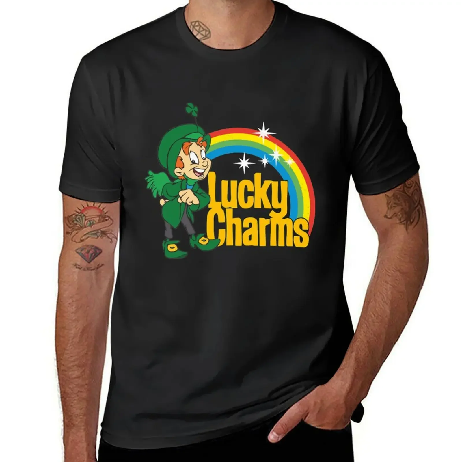 

LUCKY CHARMS T-Shirt cotton graphic tees blacks custom shirt t shirt men 100℅ cotton