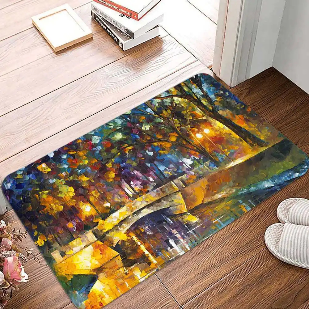 Oil painting printed pattern home kitchen bedroom bathroom door mat entrance anti-skid decorative floor 