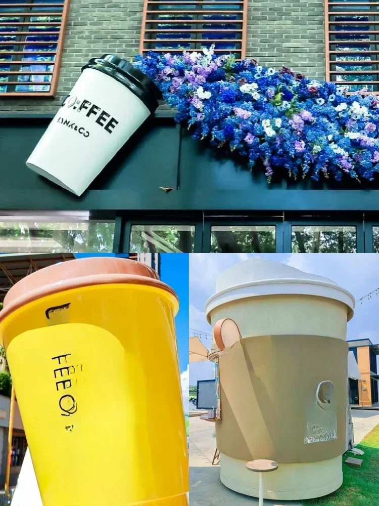 coffee cup glass fiber reinforced sculpture milk tea shop creative door hanging decoration shopping mall floor ceiling Hot sales