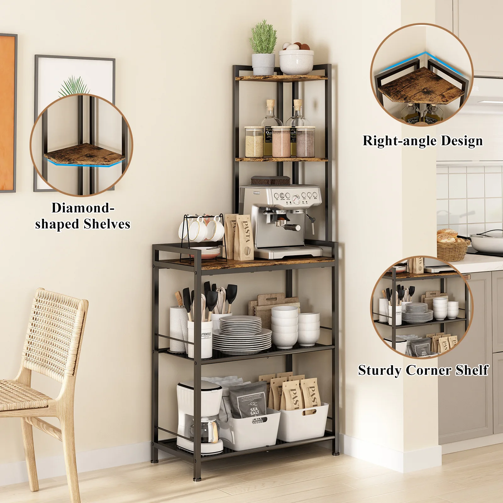 Amazon standard parts household multi-layer living room storage rack bedroom corner floor-to-ceiling storage rack display rack