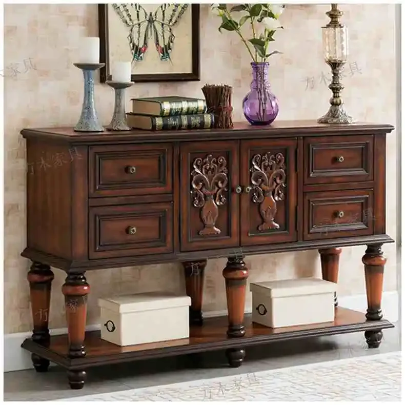 

SAT049 Handmade Chinese Console Table with Vintage Wood Carvings and Antique Finish