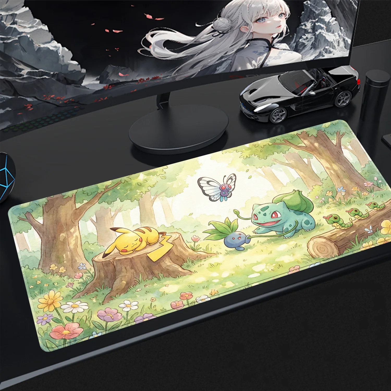 Kawaii Mouse Pad Gaming PC Accessories Pokemon Pikachu HD Gamer Cabiner Keyboard Rug Desktop Mouse Mat Carpet Rubber Mousepad