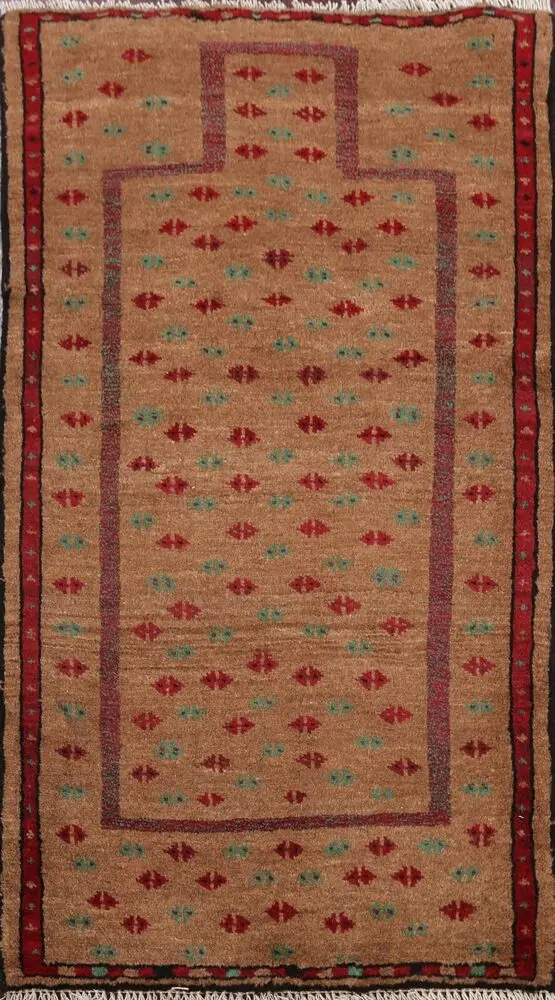 

Geometric Brown Tribal Gabbeh Hand-knotted Area Rug Wool Oriental Carpet 2x4 Ft Rugs for Bedroom Living Room Decoration