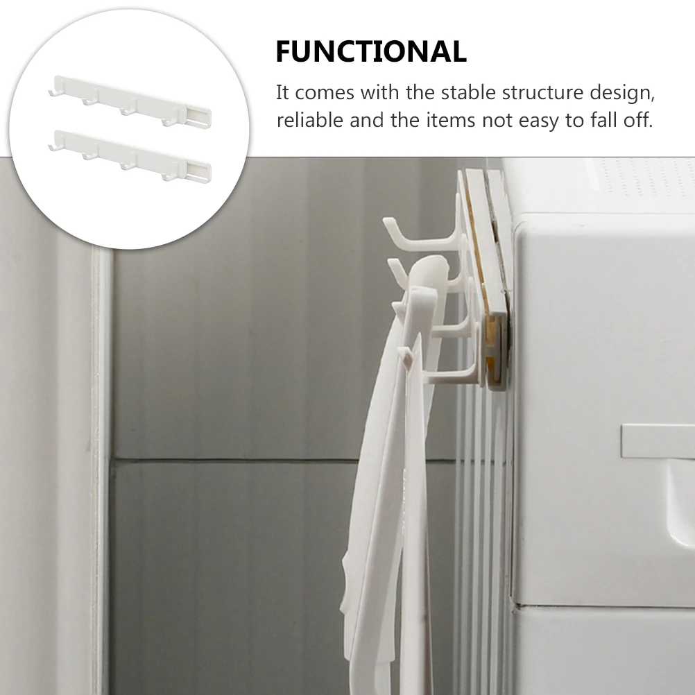 

2pcs Plastic Hooks Punch-Free Door Back Hanger Pull-Out Type Cabinet Gap Storage Hook For Household Sundries Hat Bag Kitchen
