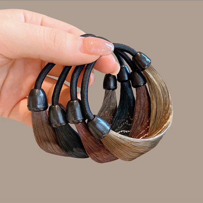 Banda de pelo trenzada para Peluca de moda para mujer, bandas de goma tipo Coleta, anillo para el cabello de estilo coreano para niña, soporte para cola de caballo