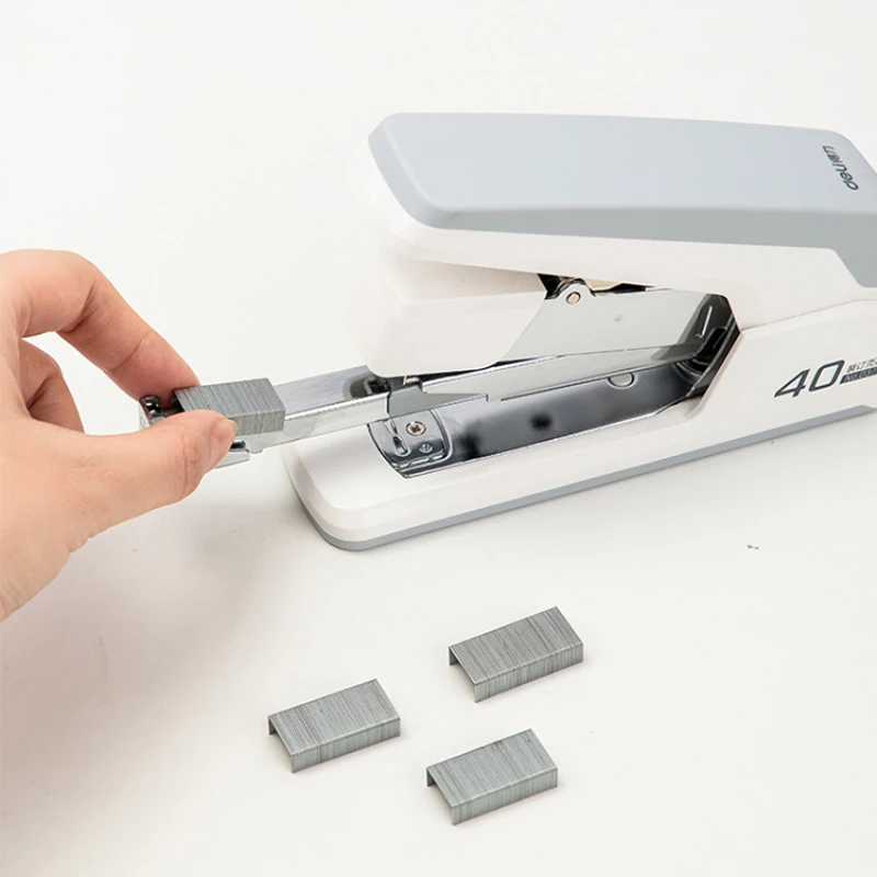 Deli Heavy Duty Stapler Effortless Paper Stapling Machine 40 Sheet School Office Supply Stationery Staples Power Saving Stapler