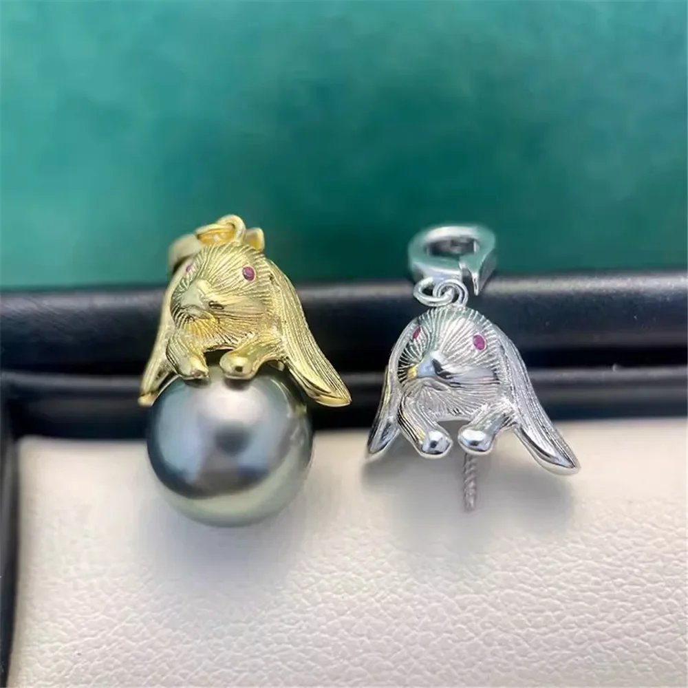 S925 Sterling Silver Pearl Pendant Setting, DIY Empty Bezel Cup Jewelry Supplies for Craft Making, Hollow Prong Pendant Findings