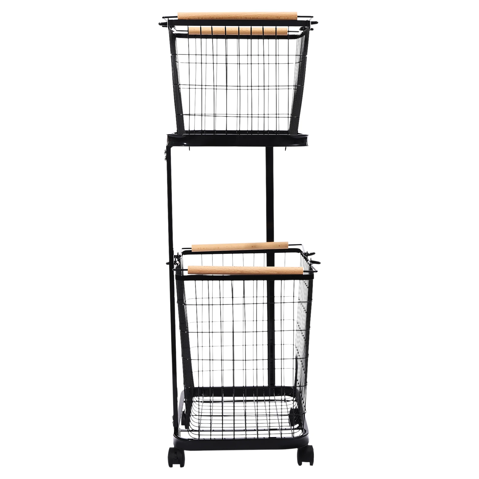 2 Tier Laundry Basket Floor Mount Metal Laundry Basket with Wheels Versatile Applications Dirty Clothes Storage