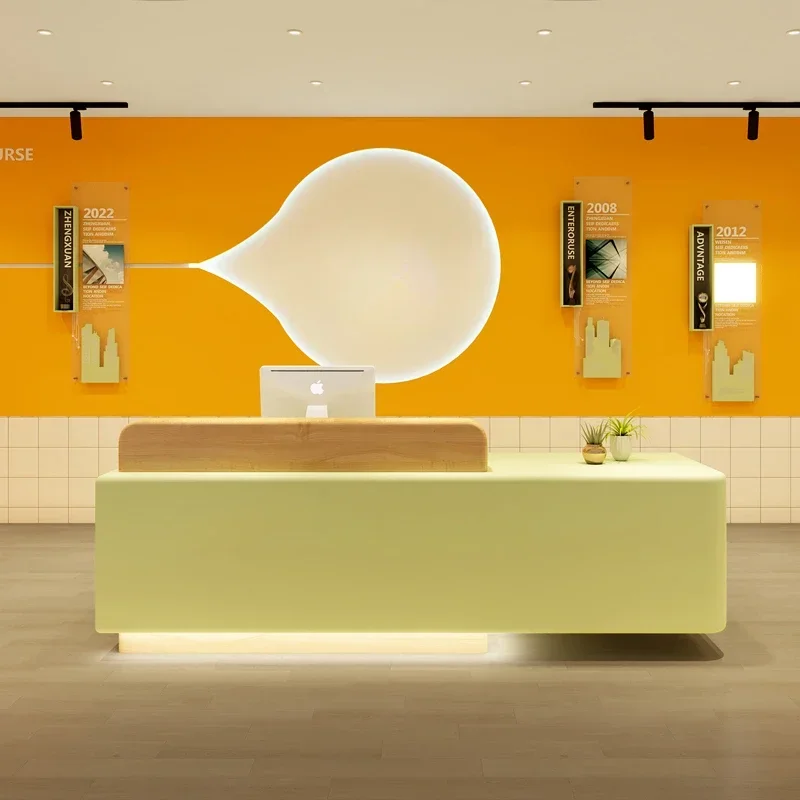 

Modern Large Reception Counter Wooden Business New Reception Counter Luxurious Mostrador Salon De Belleza Office Furniture