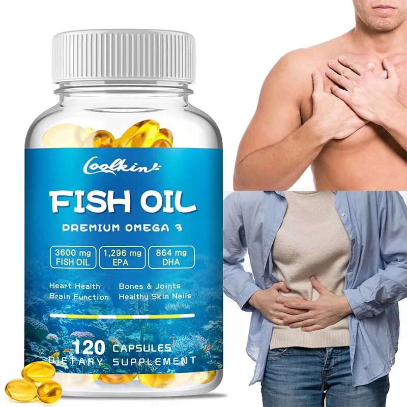 

Omega-3 Fish Oil Capsules - Rich in EPA, DHA - Support Brain & Cardiovascular & Skin Health, Antioxidant & Improve Memory