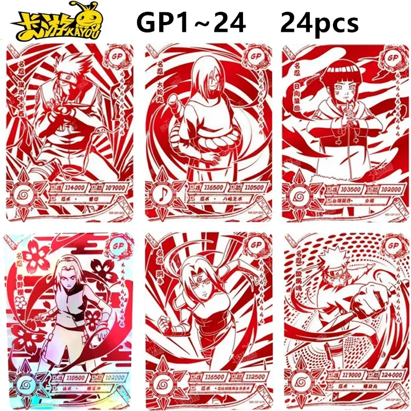 KAYOU Naruto GP Cards Anime Figures Hatake Kakashi Orochimaru Gaara Haruno Sakura Uzumaki Naruto Red Gold GP Collection Cards