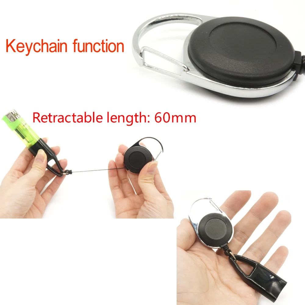 1Pcs Lighter Holder Sleeve Clip With Retractable Keychain 60mm Length Protective Cover Herb Smoking Accessories For Grinder view 3