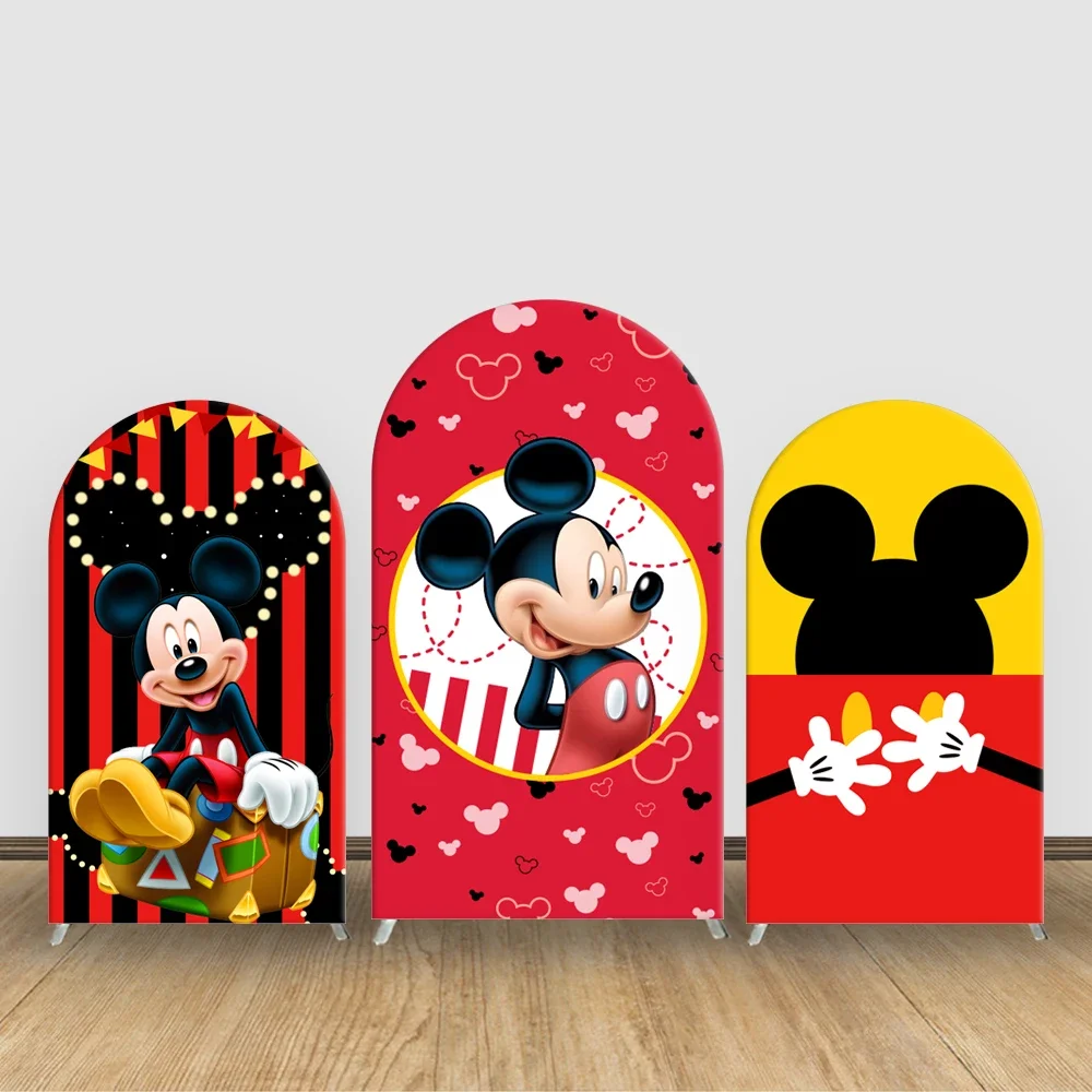 Mickey Mouse Birthday Decoration Disney Design Backdrop Spandex Fabric Covers For Arch Stand customized Photography Background