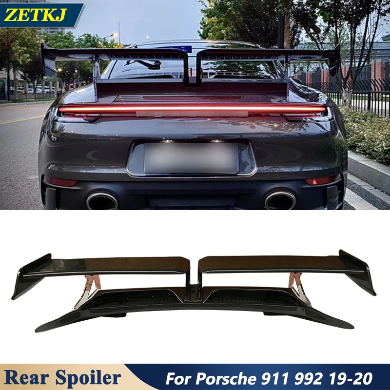 

911 Techart Big Tail Real Carbon Fiber & FRP Back Trunk Wing Rear Spoiler For Porsche 911 992 Car 2019-2020 Modification