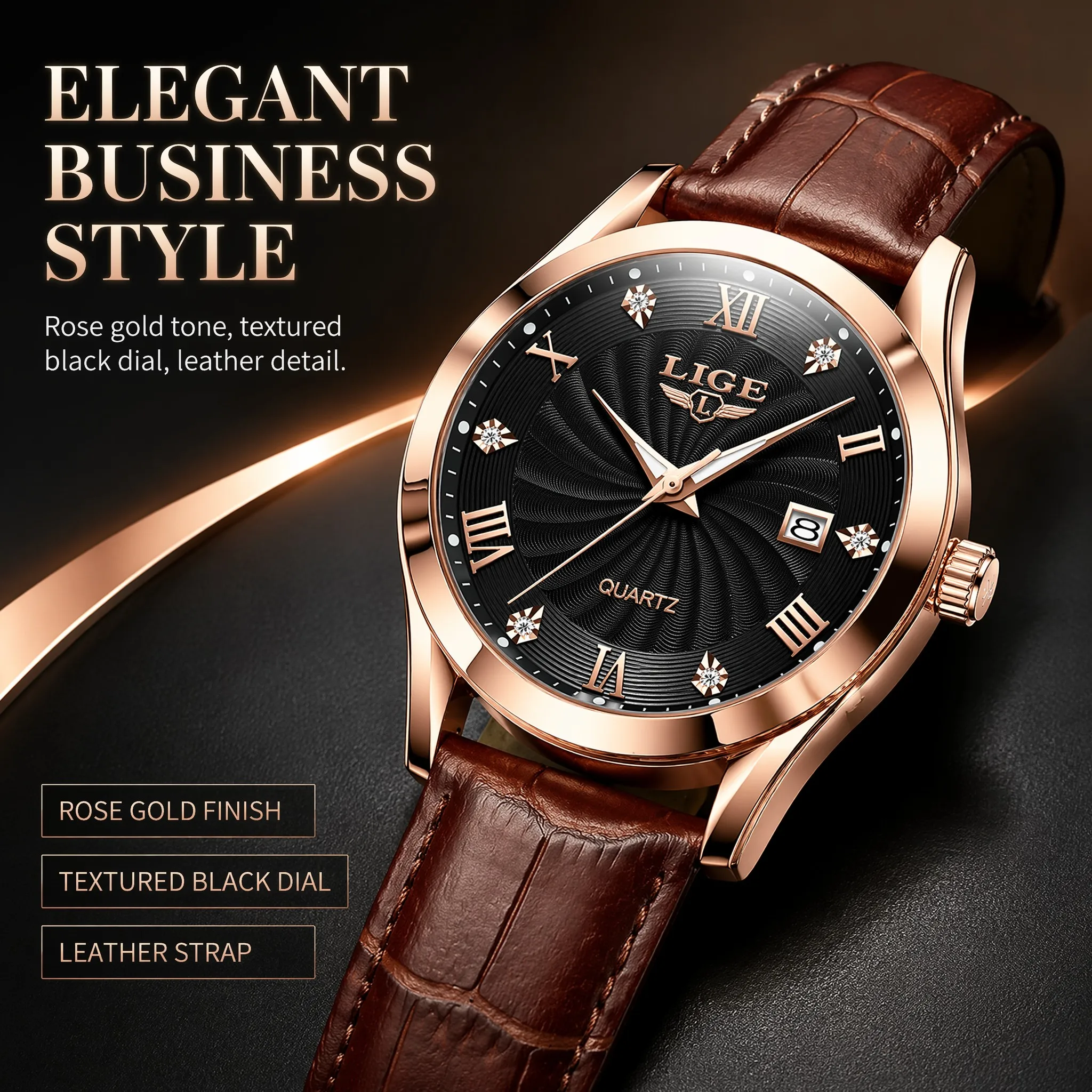 LIGE Herren Top-Uhr Mode Leder Militär Sport Wasserdichte Uhren für Männer Marken-Luxus Herren-Armbanduhr Reloj Mujer