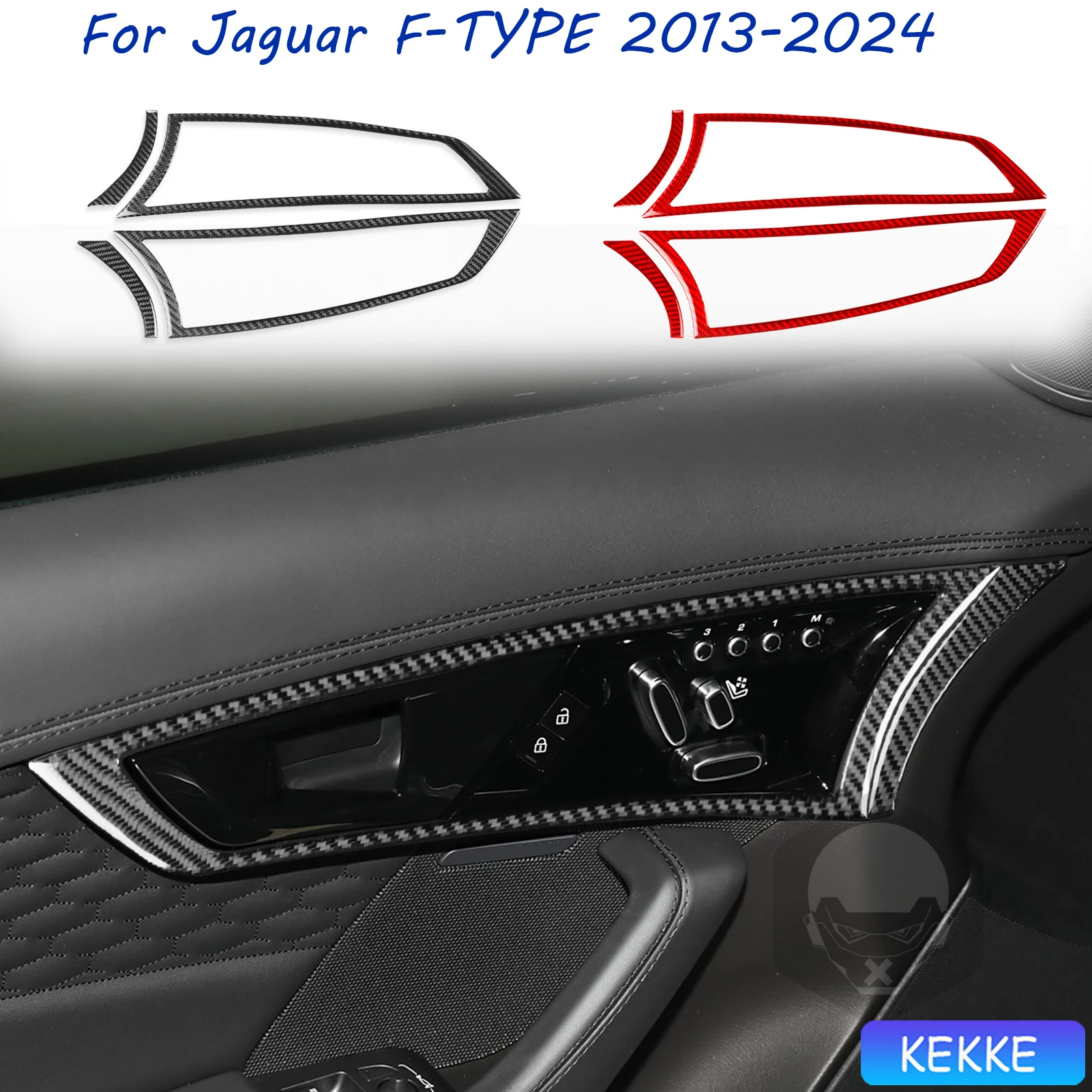 For Jaguar F-TYPE 2013-2024 Carbon Fiber Auto Decal Inner Door Handle Frame Trim  Stickers Car Trim Accessories