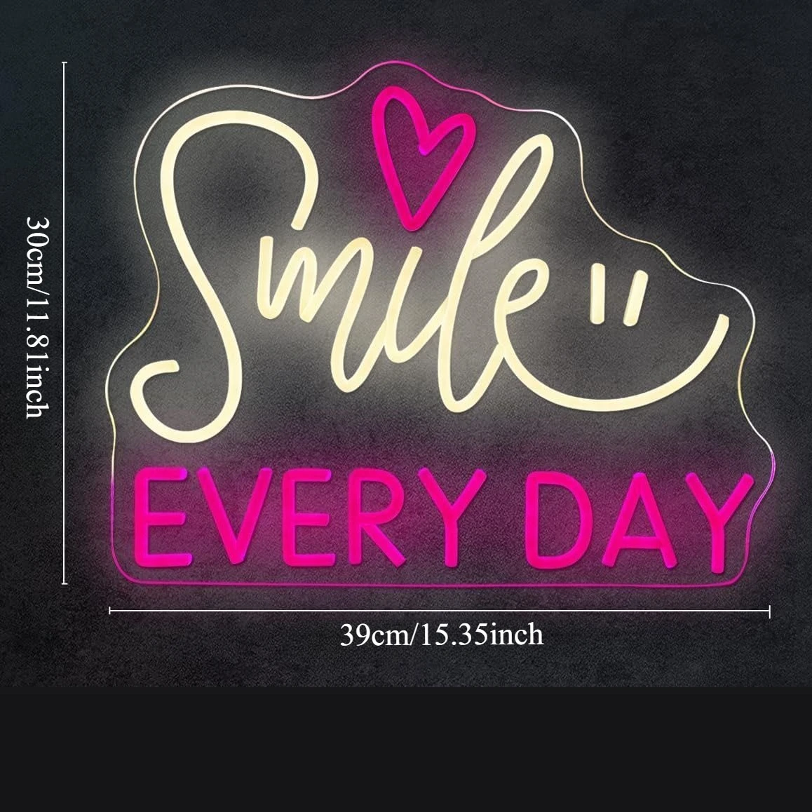 Letrero de neón con sonrisa todos los días, luz de neón LED regulable alimentada por USB para dormitorio, propuesta de boda y fiesta, decoración colgante de pared, regalos