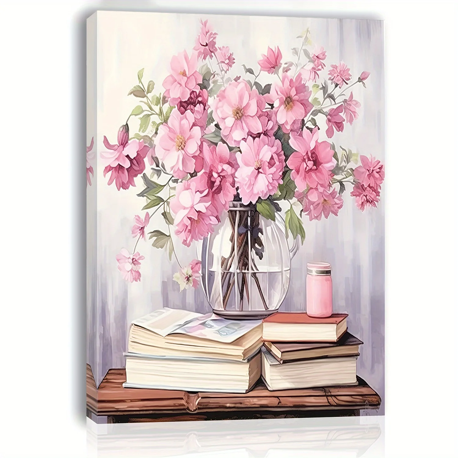 

Charming Vintage Pink Floral Canvas Art - Framed Wall Decor for Living Room, Bedroom & Kitchen | Ideal Gift | 11.8" x 15.7"