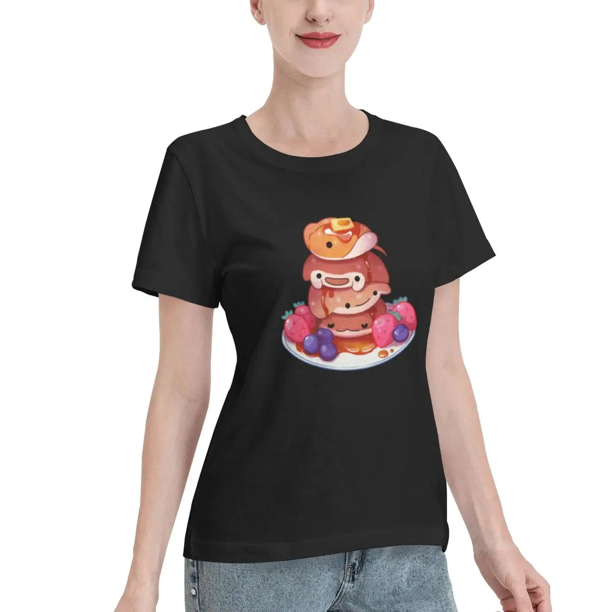 Bargain Price Fluffy Sea Pancakes Oversized Women's T-shirt Basic Loungewear Top