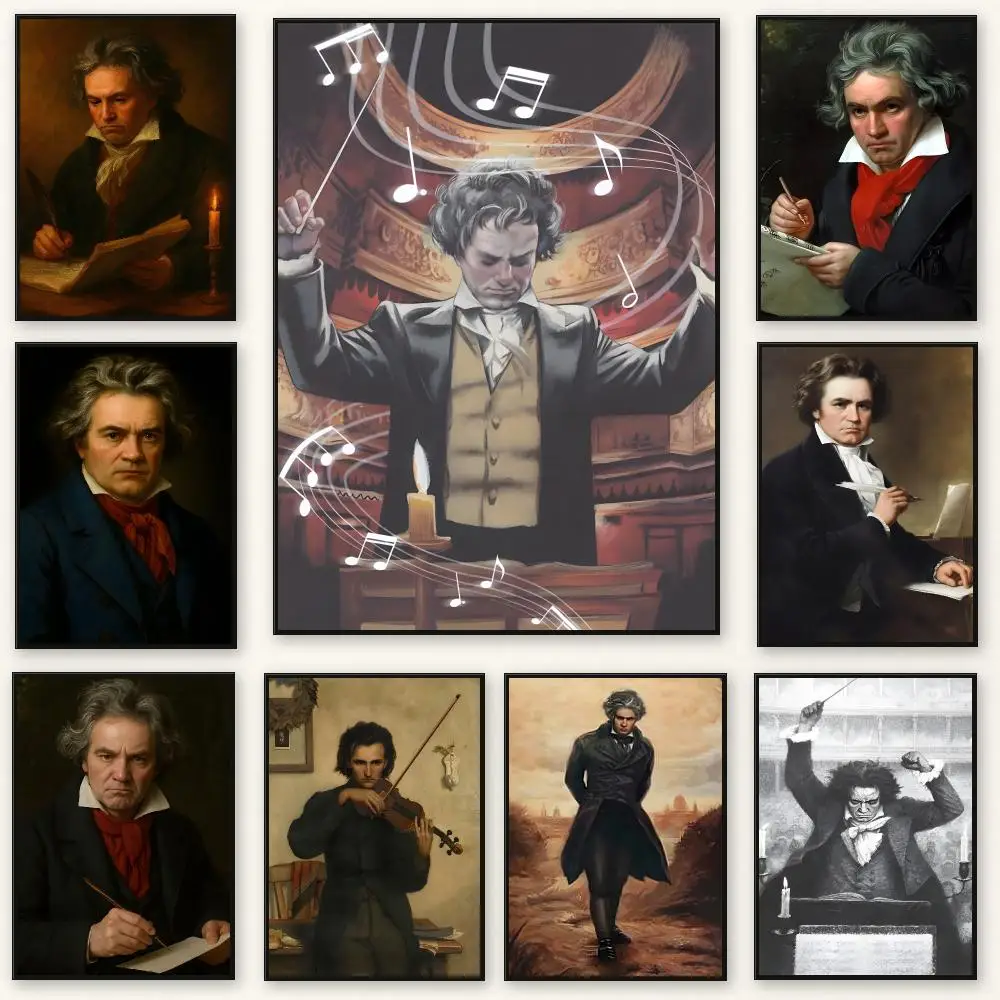 Ludwig van Beethoven Poster Frameless Peel-and-Stick Removable Wall Art Print