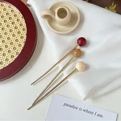 Retro Metal Hair Sticks Glass Beads Pendant Hairpin Chinese Style Ancient Style Classical Hanfu Headdress Female Headdress
